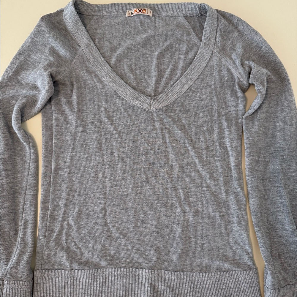 XOXO Gray V-Neck Sweater